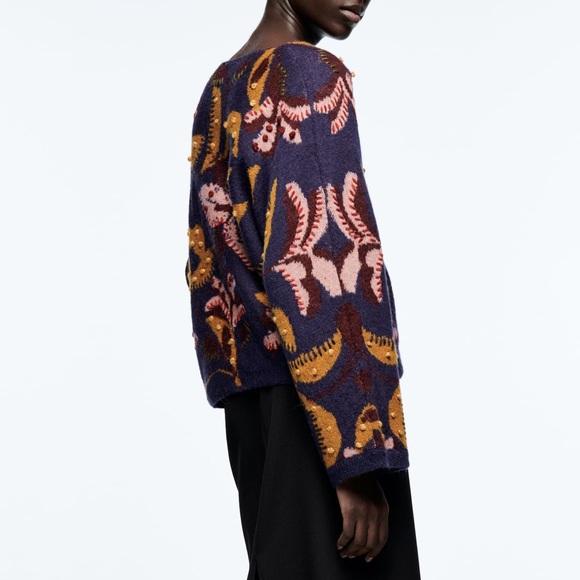 ZARA EMBROIDERED KNIT SWEATER - Picture 5 of 11